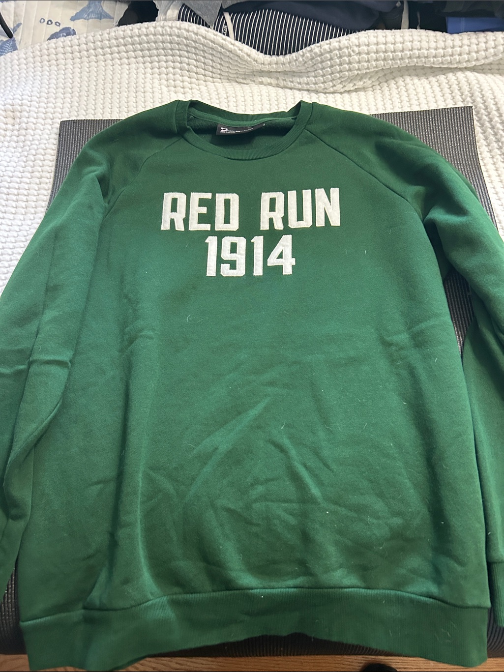 Under Armour Green Sweatshirt With White 'Red Run 1914' Print